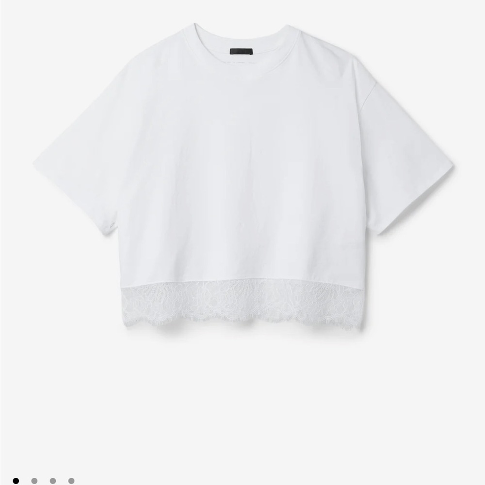 NWT ATM White Cropped T-Shirt with Lace Hem